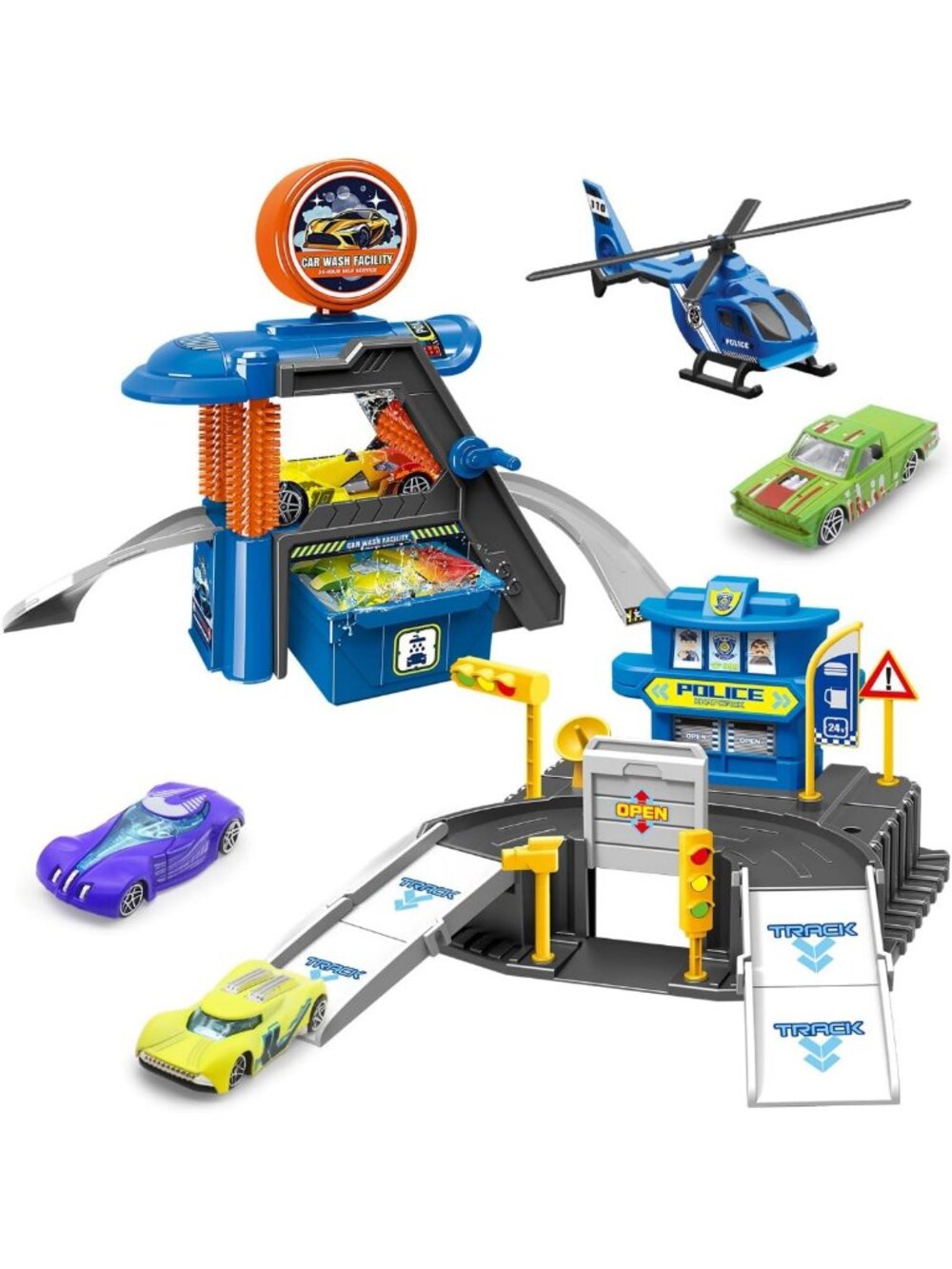 Kids Parking & Car Wash Playset with Play Mat & 3 Color-Changing Cars - Fun Toy!